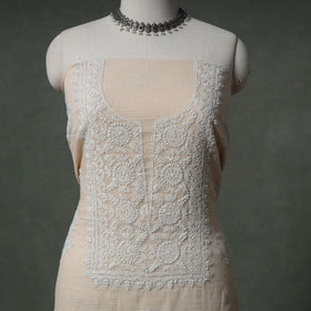 Lucknowi Chikankari Kota Doria Cotton Unstitched Dress Material: Kurta with Dupatta 24