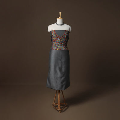 Handpainted Srikalahasti Handloom Chanderi Silk Unstitched Kurta (2.5M) 15