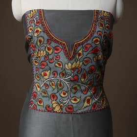 Handpainted Srikalahasti Handloom Chanderi Silk Unstitched Kurta (2.5M) 15