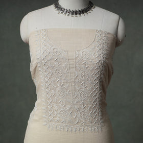 Lucknowi Chikankari Kota Doria Cotton Unstitched Dress Material: Kurta with Dupatta 23