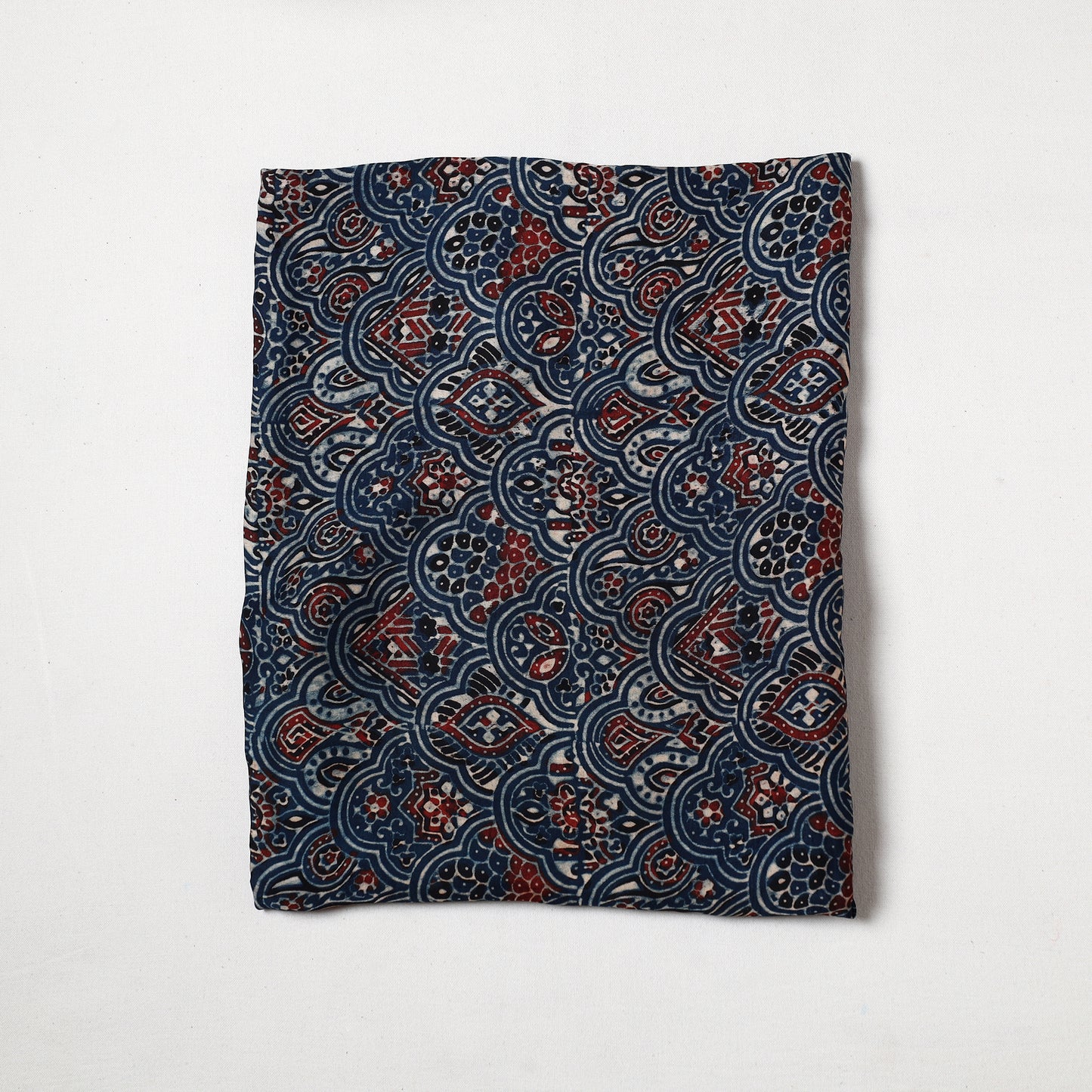 Blue - Ajrakh Hand Block Printed Modal Silk Precut Fabric 36