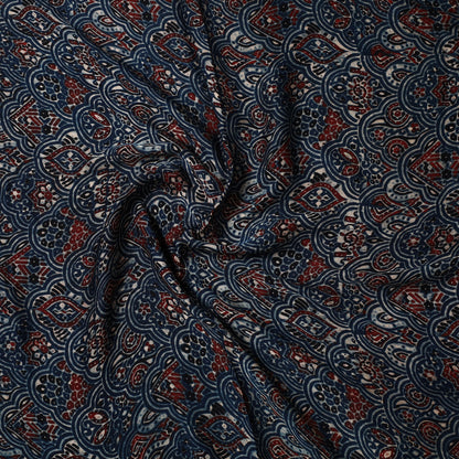 Blue - Ajrakh Hand Block Printed Modal Silk Precut Fabric 36