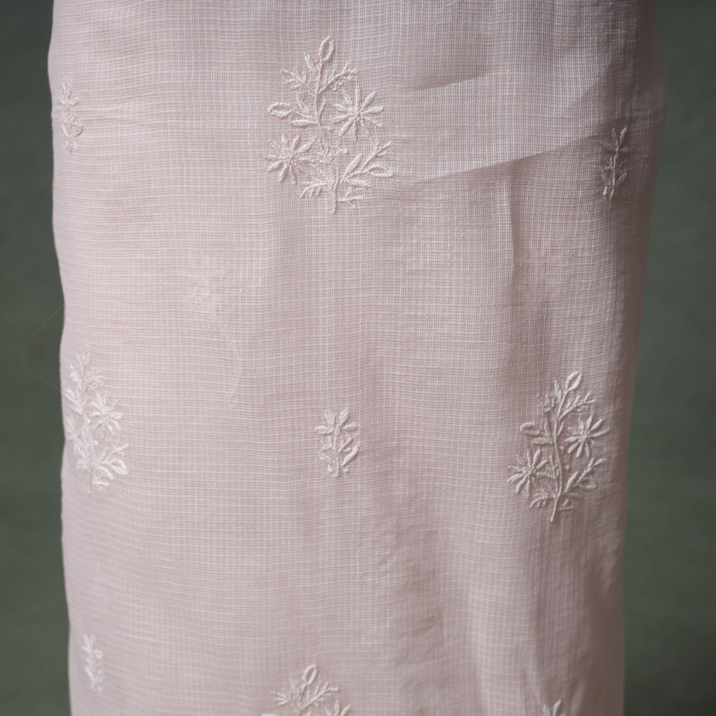 Lucknowi Chikankari Kota Doria Cotton Unstitched Dress Material: Kurta with Dupatta 28
