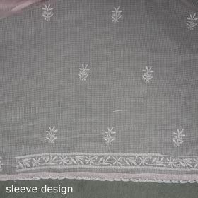 Lucknowi Chikankari Kota Doria Cotton Unstitched Dress Material: Kurta with Dupatta 28