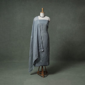 Lucknowi Chikankari Kota Doria Cotton Unstitched Dress Material: Kurta with Dupatta 26