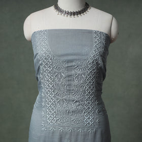 Lucknowi Chikankari Kota Doria Cotton Unstitched Dress Material: Kurta with Dupatta 26