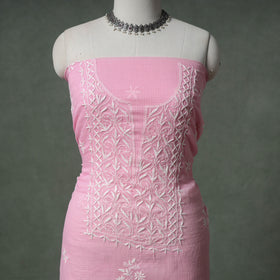 Lucknowi Chikankari Kota Doria Cotton Unstitched Dress Material: Kurta with Dupatta 29