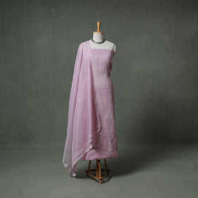 Lucknowi Chikankari Kota Doria Cotton Unstitched Dress Material: Kurta with Dupatta 30