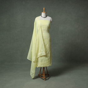 Lucknowi Chikankari Kota Doria Cotton Unstitched Dress Material: Kurta with Dupatta 31