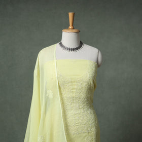 Lucknowi Chikankari Kota Doria Cotton Unstitched Dress Material: Kurta with Dupatta 31