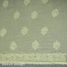 Lucknowi Chikankari Kota Doria Cotton Unstitched Dress Material: Kurta with Dupatta 31