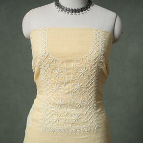 Lucknowi Chikankari Kota Doria Cotton Unstitched Dress Material: Kurta with Dupatta 32