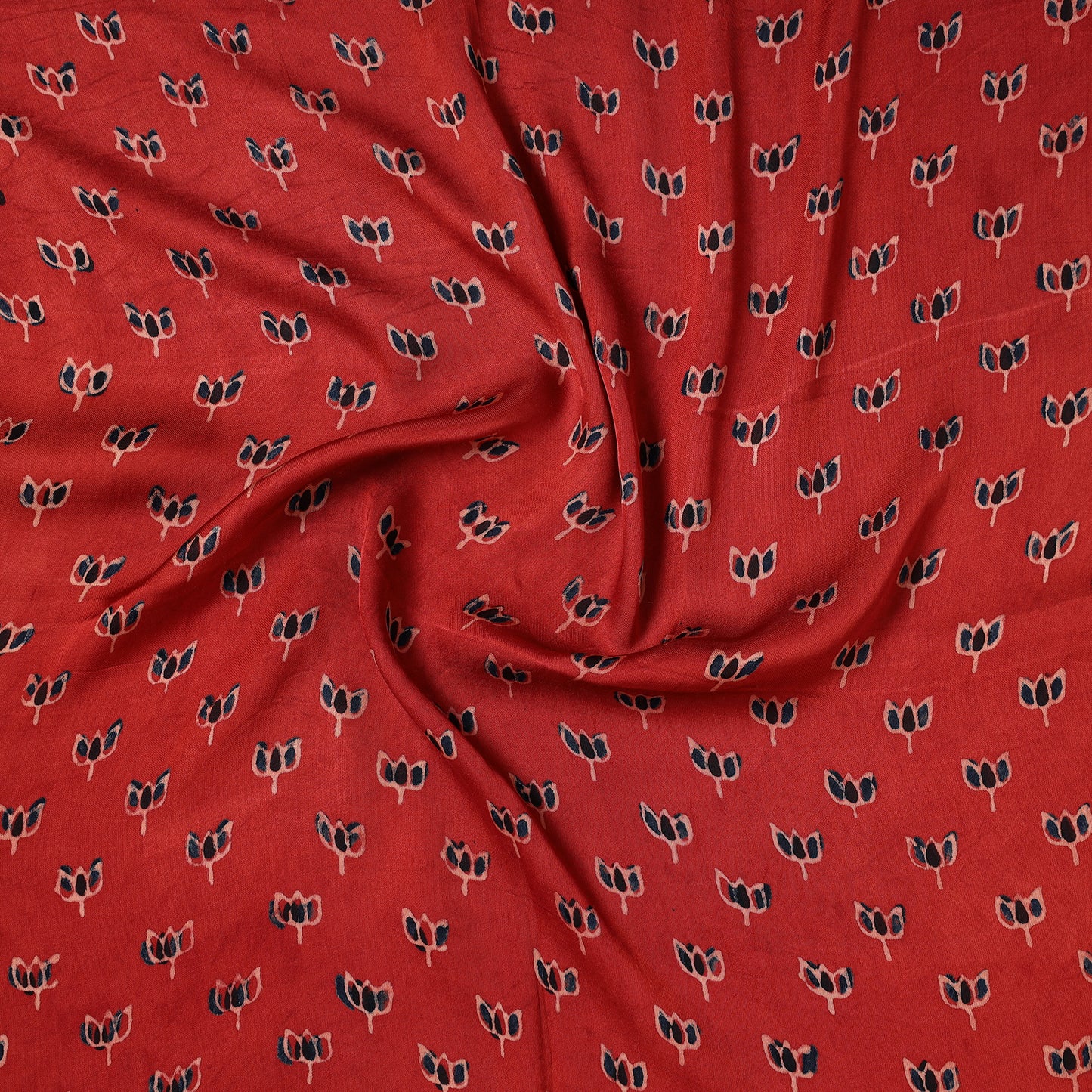 Red - Ajrakh Hand Block Printed Modal Silk Precut Fabric (0.8 meter) 56