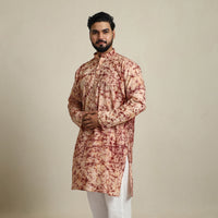 Pure Cotton Men Long Batik Print Kurta 06