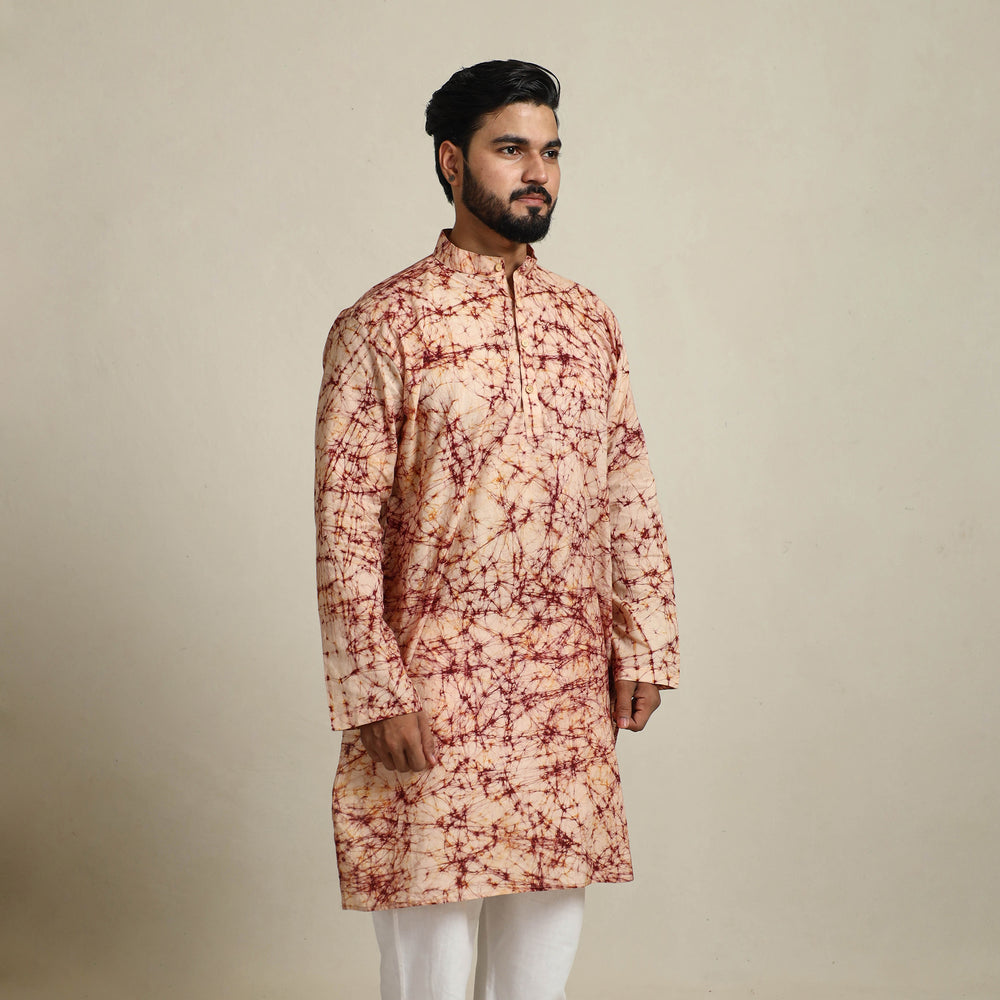 Pure Cotton Men Long Batik Print Kurta 06