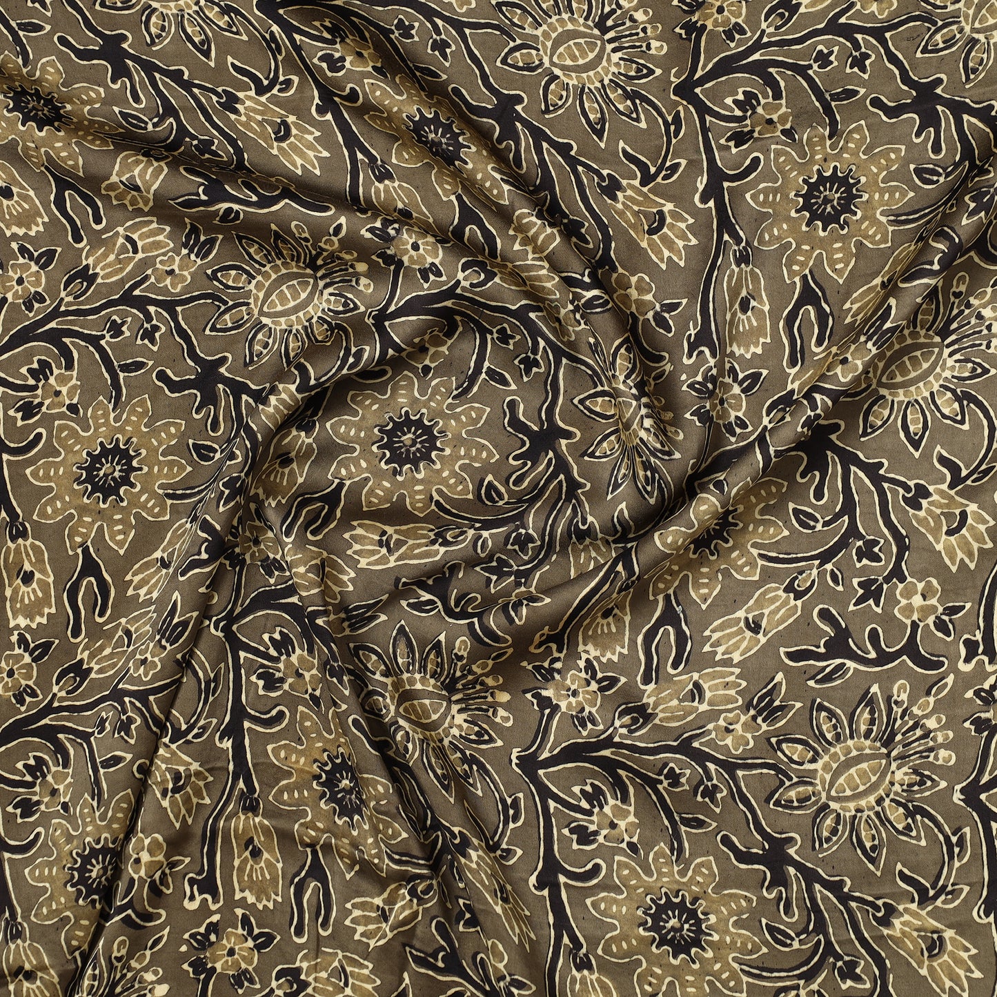 Brown - Ajrakh Hand Block Printed Modal Silk Precut Fabric (1.3 meter) 59