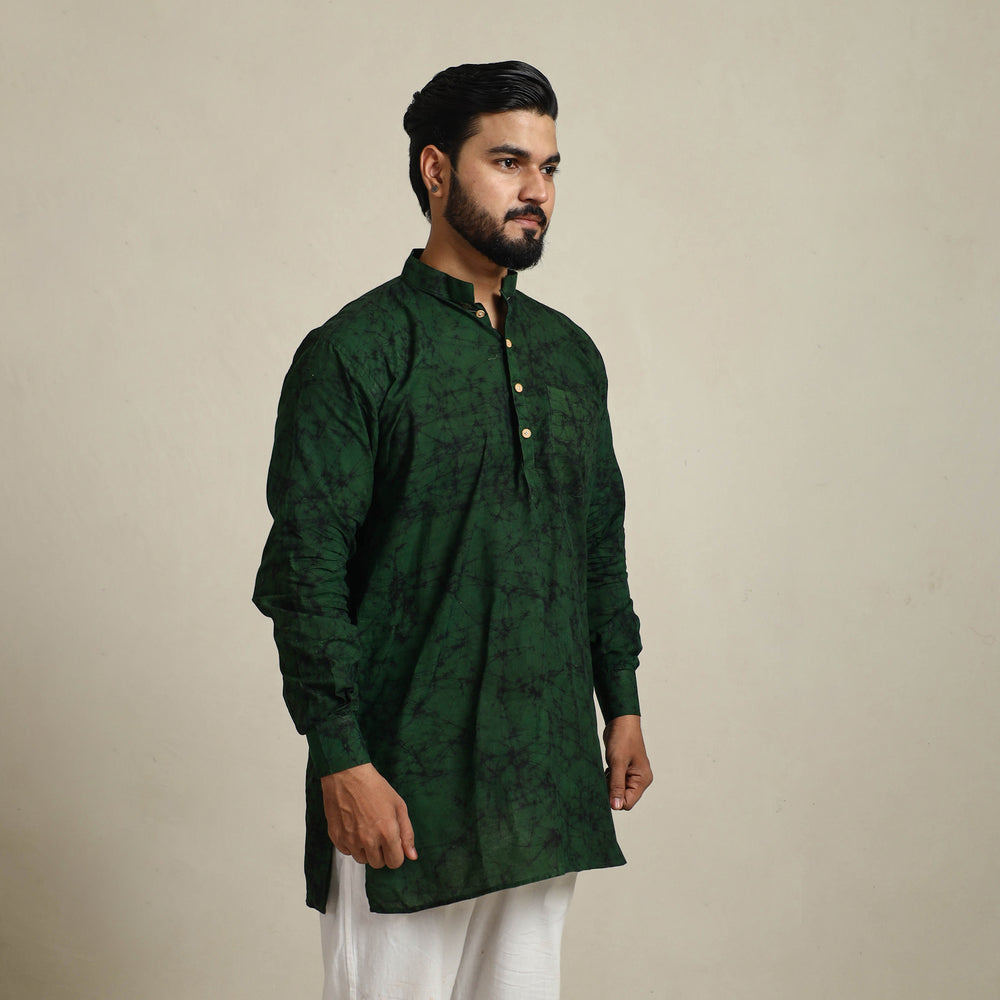 Pure Cotton Men Short Batik Print Kurta 03