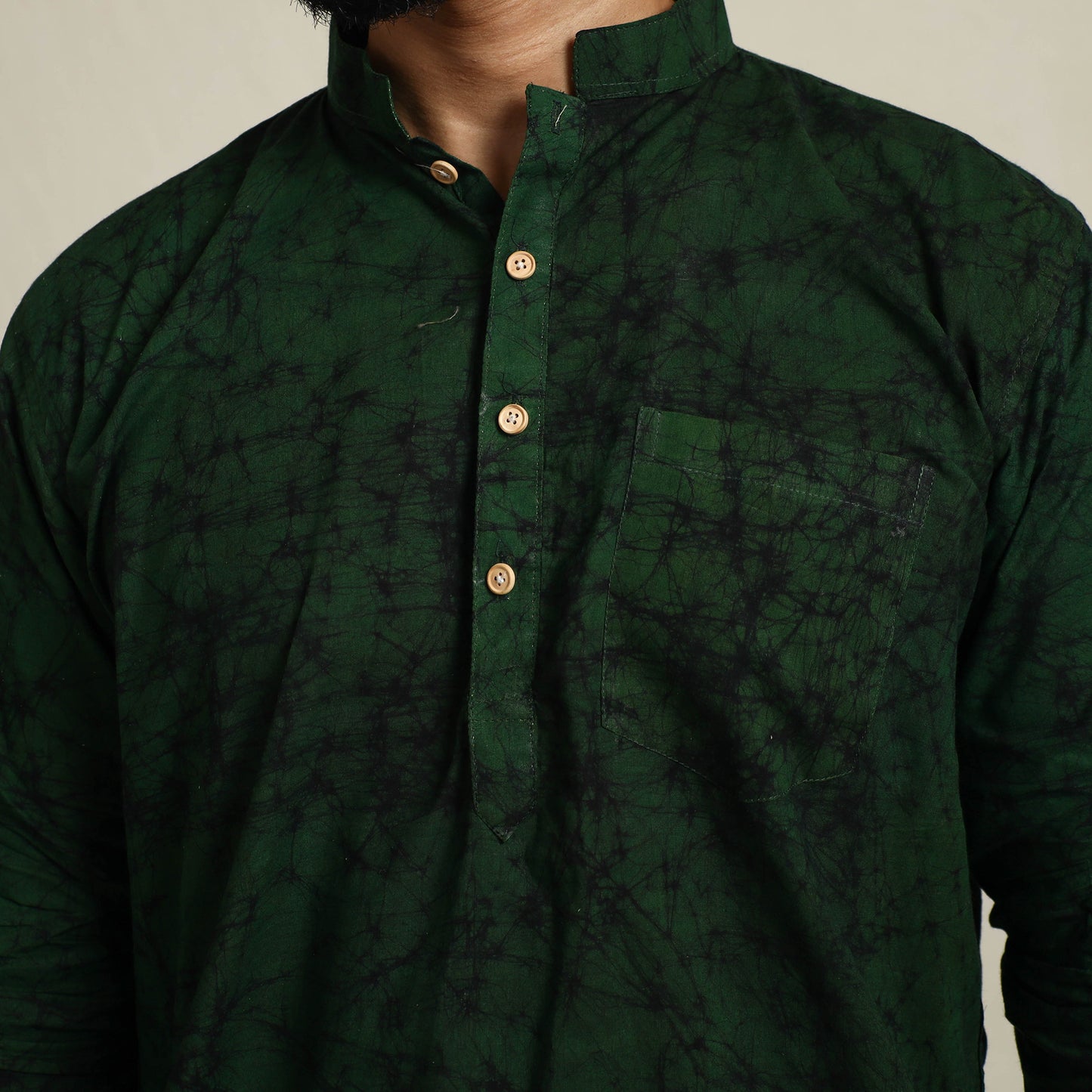 Pure Cotton Men Short Batik Print Kurta 03