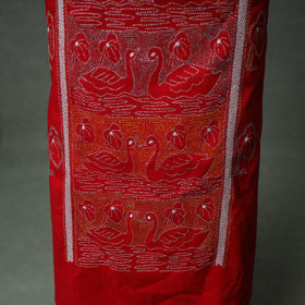 Bengal Kantha Hand Embroidered Cotton Unstitched Dress Material: Kurta, Bottom & Dupatta 06