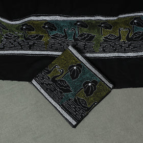 Bengal Kantha Hand Embroidered Cotton Unstitched Dress Material: Kurta, Bottom & Dupatta 06
