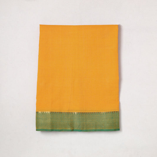 Yellow - Mangalagiri Handloom Cotton Zari Border Precut Fabric (1.7 meter) 03