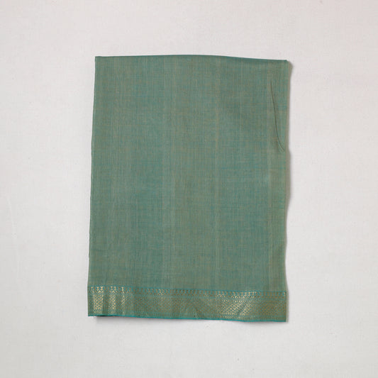 Green - Mangalagiri Handloom Cotton Zari Border Precut Fabric (1 meter) 04