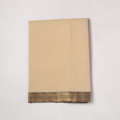 Beige - Mangalagiri Handloom Cotton Zari Border Precut Fabric (1.5 meter) 05