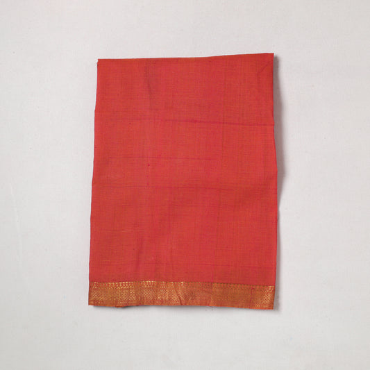 Red - Mangalagiri Handloom Cotton Zari Border Precut Fabric (1.5 meter) 07