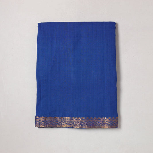 Blue - Mangalagiri Handloom Cotton Zari Border Precut Fabric (1.8 meter) 09