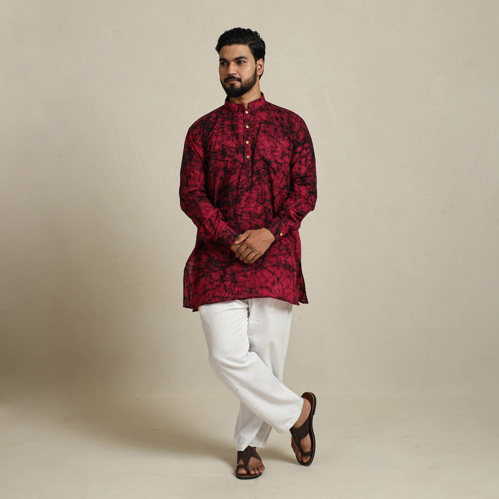 Pure Cotton Men Short Batik Print Kurta 04