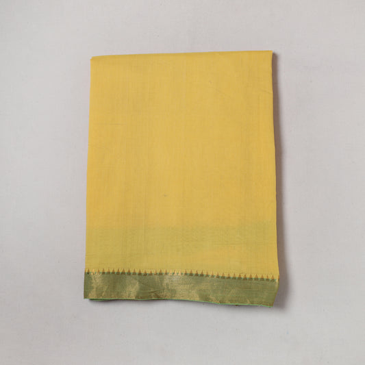 Yellow - Mangalagiri Handloom Cotton Zari Border Precut Fabric (2.1 meter) 10