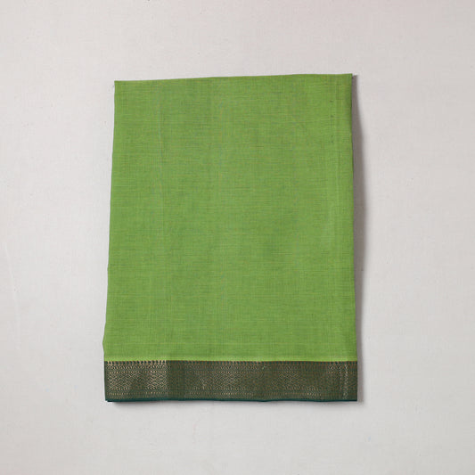 Green - Mangalagiri Handloom Cotton Zari Border Precut Fabric (2.1 meter) 11