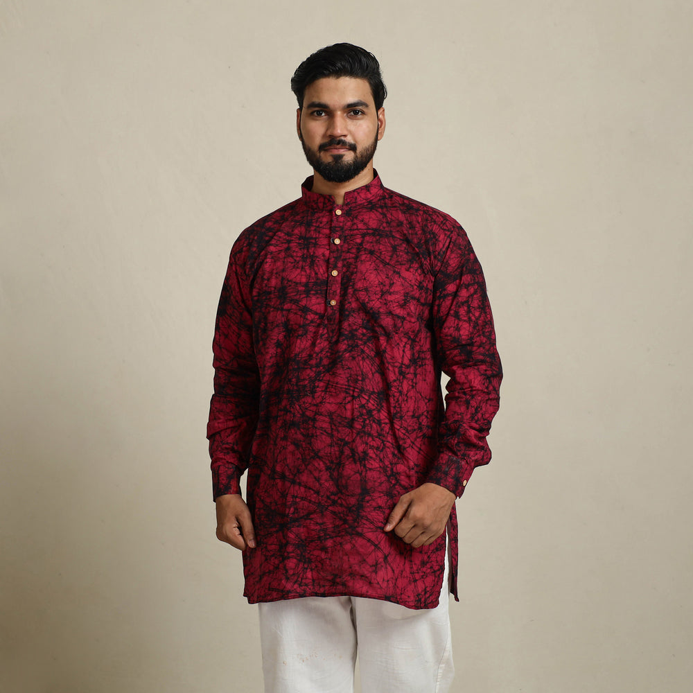 Pure Cotton Men Short Batik Print Kurta 04