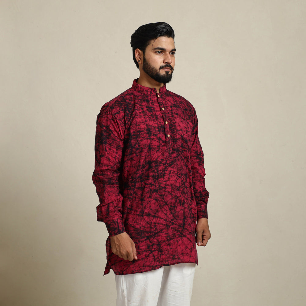 Pure Cotton Men Short Batik Print Kurta 04