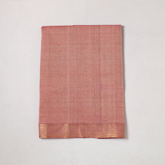 Peach - Mangalagiri Handloom Cotton Zari Border Precut Fabric (1 meter) 13