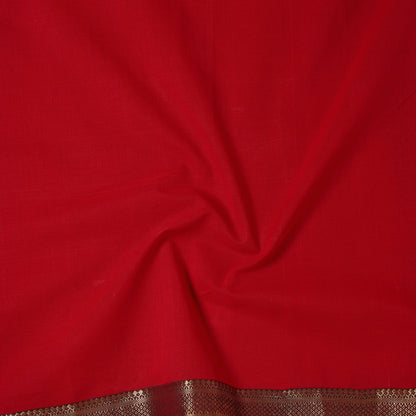 Red - Mangalagiri Handloom Cotton Zari Border Precut Fabric (2.1 meter) 14