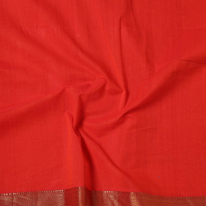 Red - Mangalagiri Handloom Cotton Zari Border Precut Fabric (1 meter) 22