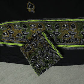 Bengal Kantha Hand Embroidered Cotton Unstitched Dress Material: Kurta, Bottom & Dupatta 04