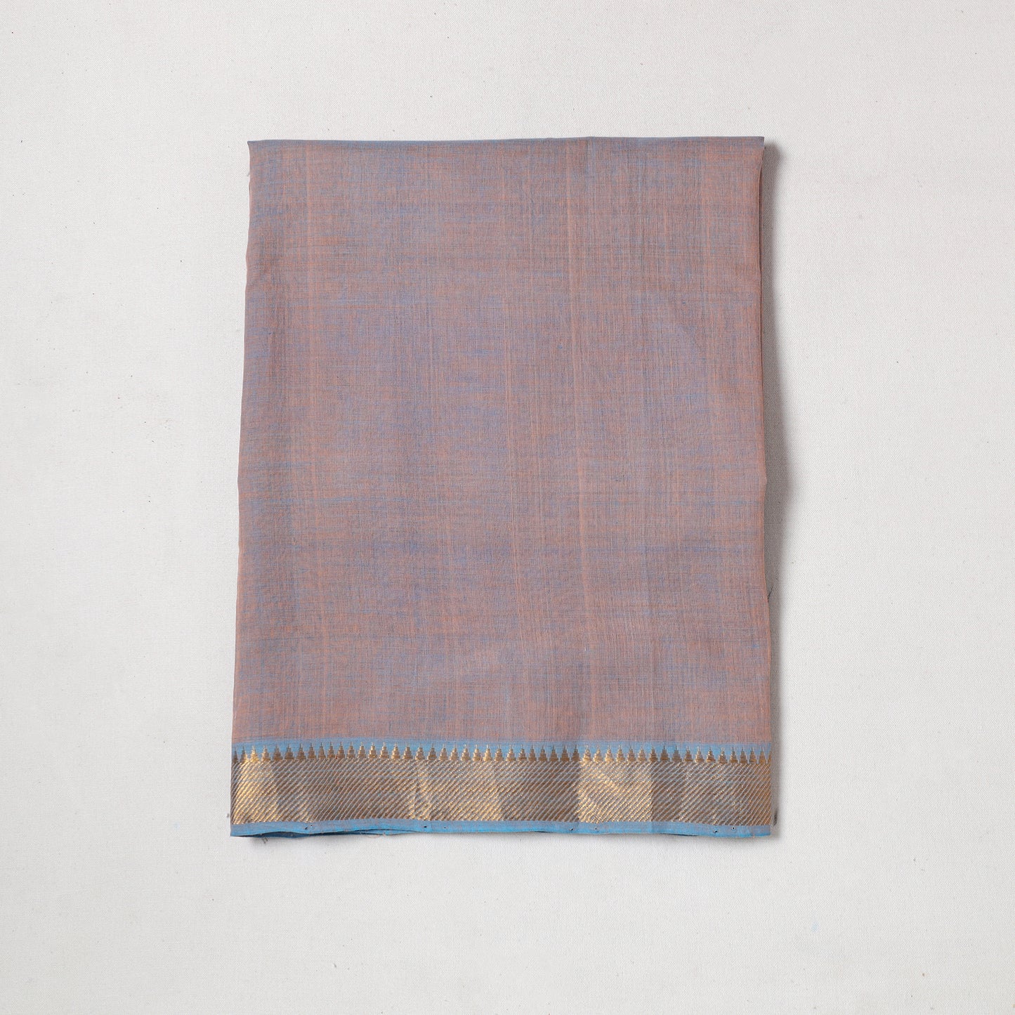 Multicolor - Mangalagiri Handloom Cotton Zari Border Precut Fabric (1.6 meter) 26