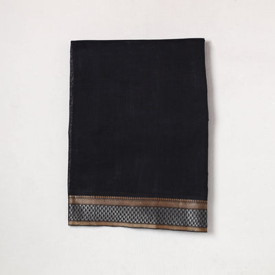 Black - Mangalagiri Handloom Cotton Zari Border Precut Fabric (1.8 meter) 27