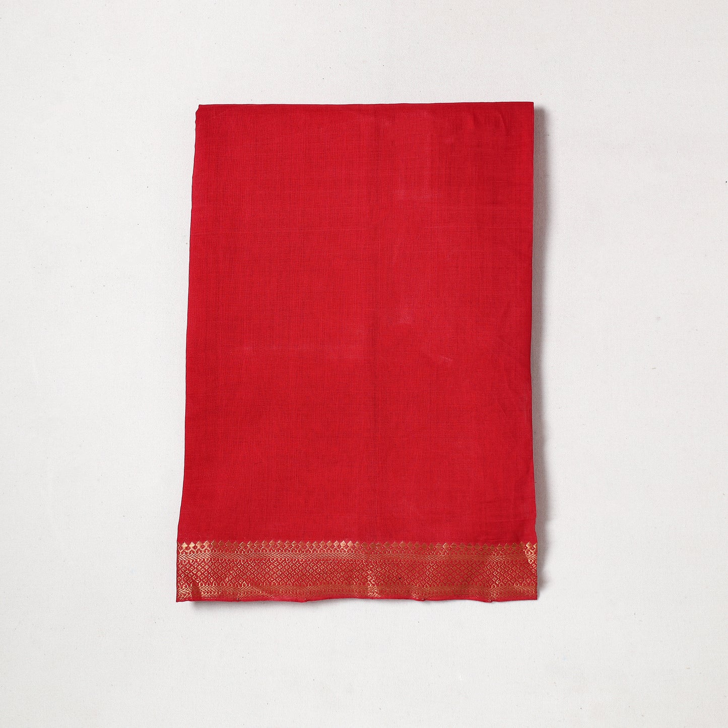 Red - Mangalagiri Handloom Cotton Zari Border Precut Fabric (1 meter) 28