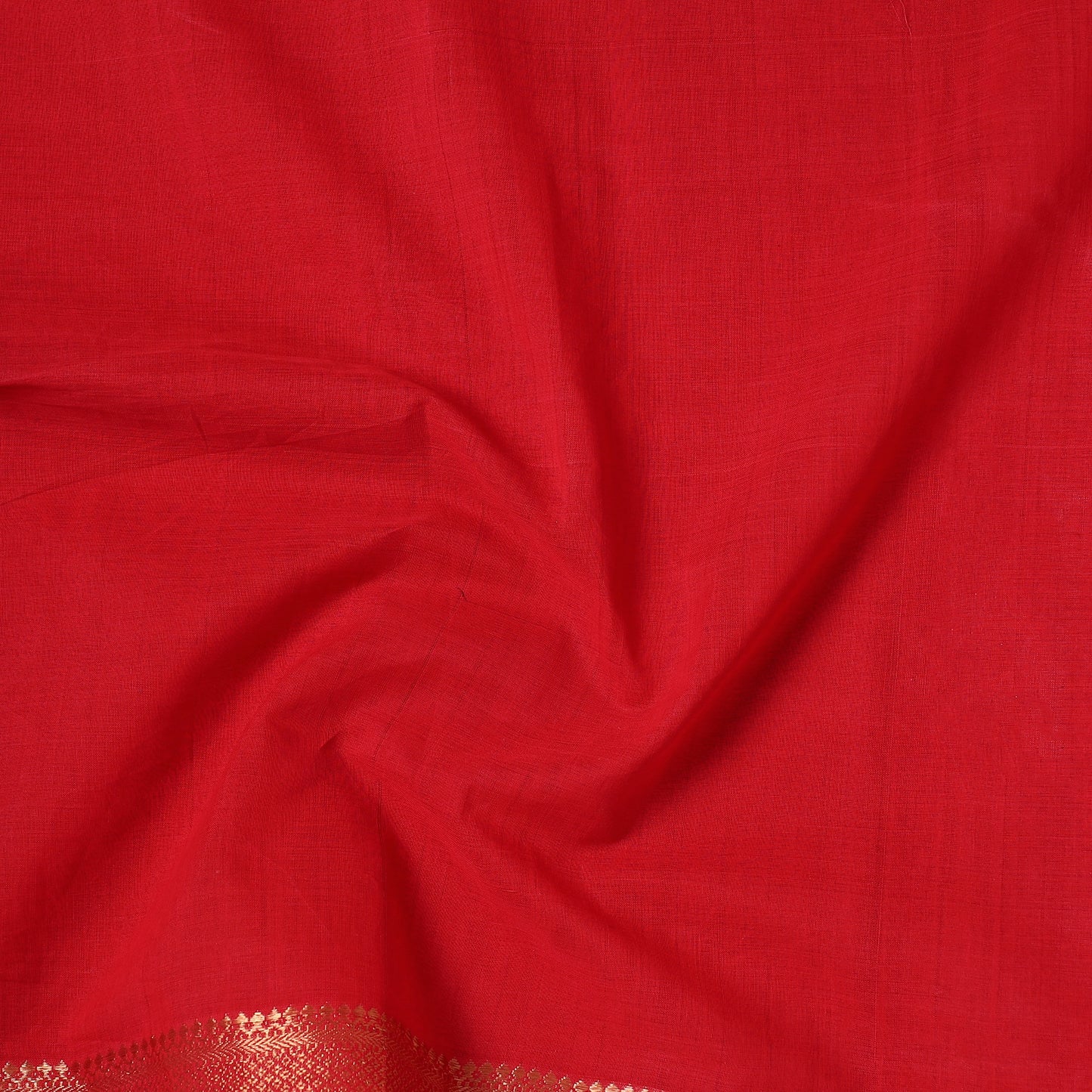 Red - Mangalagiri Handloom Cotton Zari Border Precut Fabric (1 meter) 28