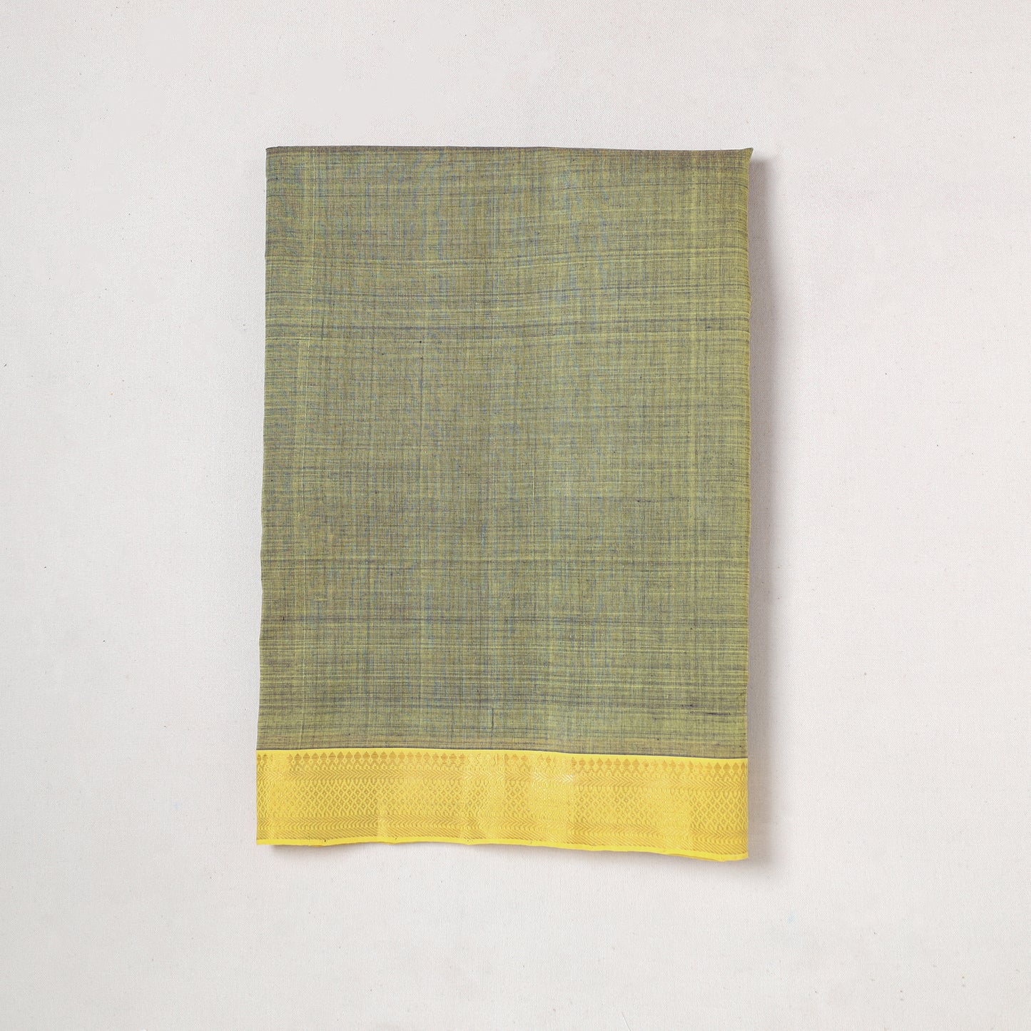 Green - Mangalagiri Handloom Cotton Zari Border Precut Fabric (1.7 meter) 32