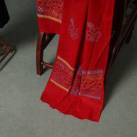 Bengal Kantha Hand Embroidered Cotton Unstitched Dress Material: Kurta, Bottom & Dupatta 09