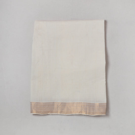 White - Mangalagiri Handloom Cotton Zari Border Precut Fabric 33