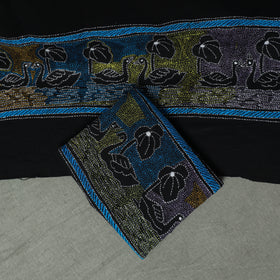 Bengal Kantha Hand Embroidered Cotton Unstitched Dress Material: Kurta, Bottom & Dupatta 08