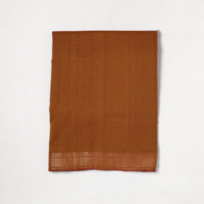 Brown - Mangalagiri Handloom Cotton Zari Border Precut Fabric 34