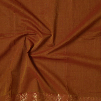 Brown - Mangalagiri Handloom Cotton Zari Border Precut Fabric 34