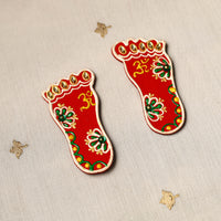 Traditional Handpainted Wooden Mata Charan (Pair) 09