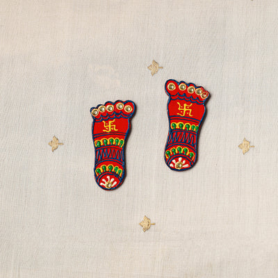 Traditional Handpainted Wooden Mata Charan (Pair) 11